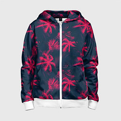 Толстовка на молнии детская Palm pink black, цвет: 3D-белый
