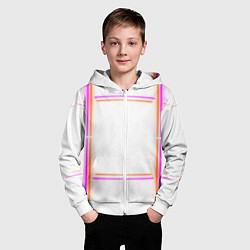 Толстовка на молнии детская Neon white orange pink, цвет: 3D-белый — фото 2