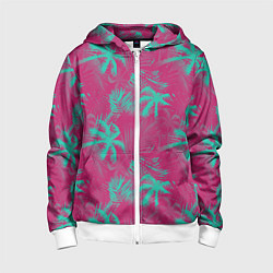 Толстовка на молнии детская Palm pink light blue, цвет: 3D-белый