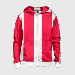 Толстовка на молнии детская Color red white line, цвет: 3D-белый