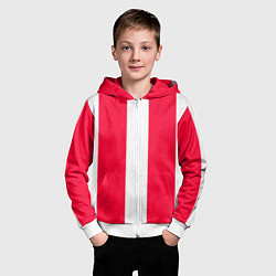 Толстовка на молнии детская Color red white line, цвет: 3D-белый — фото 2