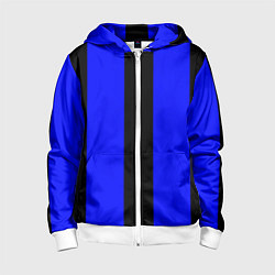 Толстовка на молнии детская Color blue black stripes, цвет: 3D-белый