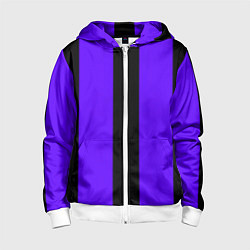 Толстовка на молнии детская Color purple black stripes, цвет: 3D-белый