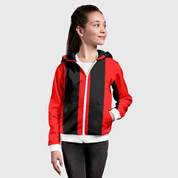 Толстовка на молнии детская Color black red lines, цвет: 3D-белый — фото 2