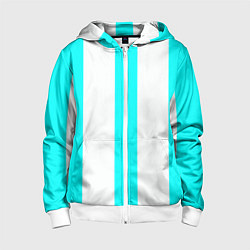 Толстовка на молнии детская Color light blue white lines, цвет: 3D-белый