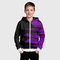 Толстовка на молнии детская Color purple black stripes, цвет: 3D-белый — фото 2