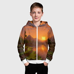 Толстовка на молнии детская Закат - Minecraft, цвет: 3D-белый — фото 2