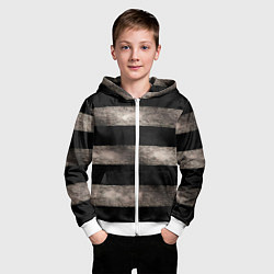 Толстовка на молнии детская Черно-белая тельняшка текстура, цвет: 3D-белый — фото 2