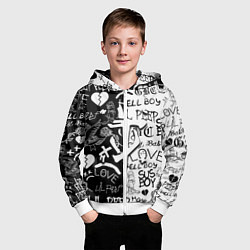 Толстовка на молнии детская Doom x liil peep pattern black, цвет: 3D-белый — фото 2
