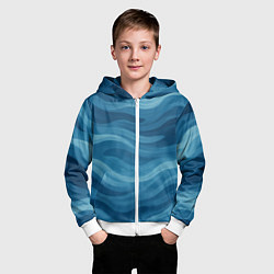 Толстовка на молнии детская Камуфляжные синие волны, цвет: 3D-белый — фото 2