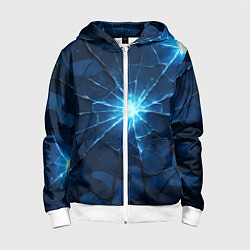 Толстовка на молнии детская Синий камуфляж со вспышками, цвет: 3D-белый