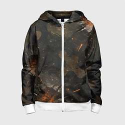 Толстовка на молнии детская Камуфляж со следами от пуль, цвет: 3D-белый