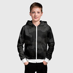 Толстовка на молнии детская Черно-серая текстура камуфляжа, цвет: 3D-белый — фото 2