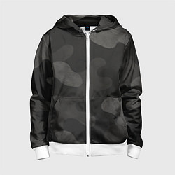 Толстовка на молнии детская Черно-серый камуфляж, цвет: 3D-белый