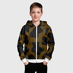 Толстовка на молнии детская Коричневая коровья расцветка, цвет: 3D-белый — фото 2