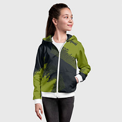 Толстовка на молнии детская Абстрактная текстура в зеленом, цвет: 3D-белый — фото 2
