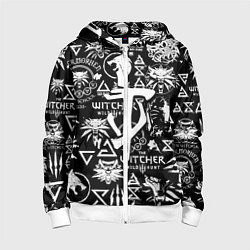 Толстовка на молнии детская Doom логотипы ведьмак, цвет: 3D-белый