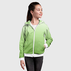 Толстовка на молнии детская Градиент нежно-зеленый, цвет: 3D-белый — фото 2