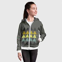 Толстовка на молнии детская Абстрактный лес геометрический, цвет: 3D-белый — фото 2