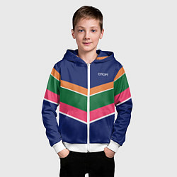 Толстовка на молнии детская Тёмно-синий спорт с полосами, цвет: 3D-белый — фото 2
