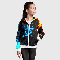 Толстовка на молнии детская Doom лёд и пламя краски, цвет: 3D-белый — фото 2