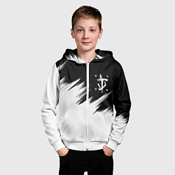 Толстовка на молнии детская Doom краски черно белый, цвет: 3D-белый — фото 2