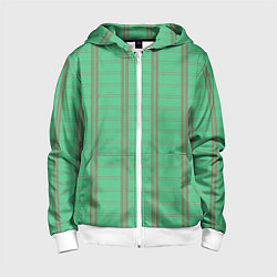 Толстовка на молнии детская Color green cage brown stripes, цвет: 3D-белый