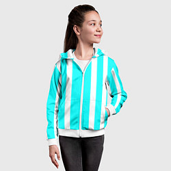 Толстовка на молнии детская Color blue white stripes, цвет: 3D-белый — фото 2