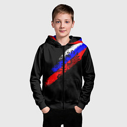 Толстовка на молнии детская Герб на фоне цветов флага на чёрном фоне, цвет: 3D-черный — фото 2