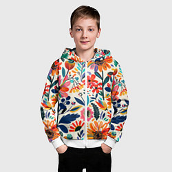 Толстовка на молнии детская Простые цветы, цвет: 3D-белый — фото 2
