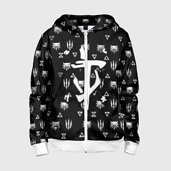 Толстовка на молнии детская Doom ведьмак логотипы, цвет: 3D-белый