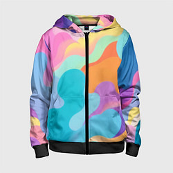 Толстовка на молнии детская Разноцветные красивые облака, цвет: 3D-черный