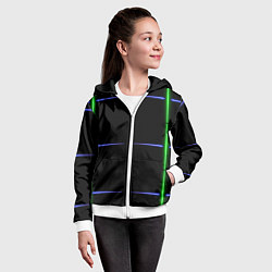 Толстовка на молнии детская Color black green purple stripes, цвет: 3D-белый — фото 2