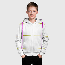 Толстовка на молнии детская Color white pink yellow stripes, цвет: 3D-белый — фото 2