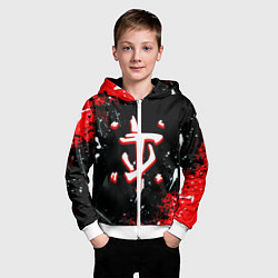 Толстовка на молнии детская Doom краски абстракция, цвет: 3D-белый — фото 2