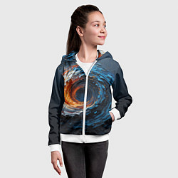 Толстовка на молнии детская Краска синяя и оранжевая в форме вихря, цвет: 3D-белый — фото 2