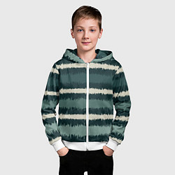 Толстовка на молнии детская Полосы зигзагообразные зеленые, цвет: 3D-белый — фото 2