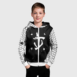 Толстовка на молнии детская Doom соты краски, цвет: 3D-белый — фото 2