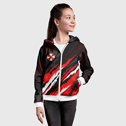 Толстовка на молнии детская Umbrella - красное пламя, цвет: 3D-белый — фото 2