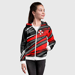 Толстовка на молнии детская Umbrella - red lines, цвет: 3D-белый — фото 2