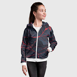 Толстовка на молнии детская Мраморные узоры из переплетений красных линий, цвет: 3D-белый — фото 2