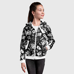 Толстовка на молнии детская Retro gamer pattern, цвет: 3D-белый — фото 2