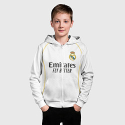 Толстовка на молнии детская Реал Мадрид домашняя форма 2025 2026, цвет: 3D-белый — фото 2