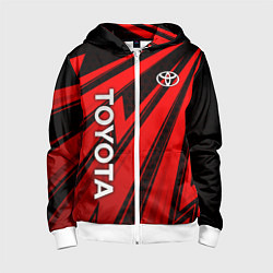 Толстовка на молнии детская Тойота - красные полосы, цвет: 3D-белый