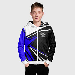 Толстовка на молнии детская Герб России - синий, цвет: 3D-белый — фото 2