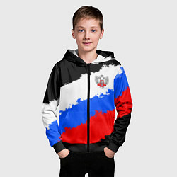 Толстовка на молнии детская Федерация бокса России - триколор, цвет: 3D-черный — фото 2