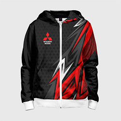 Толстовка на молнии детская Митсубиси - спортивный красный, цвет: 3D-белый