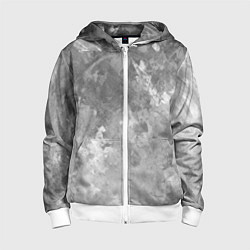 Толстовка на молнии детская Абстракция - splash of grey and white paint, цвет: 3D-белый