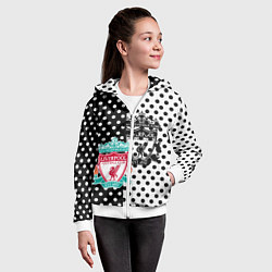 Толстовка на молнии детская Liverpool черно белые точки, цвет: 3D-белый — фото 2