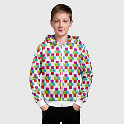 Толстовка на молнии детская Цветные блоки на белом, цвет: 3D-белый — фото 2
